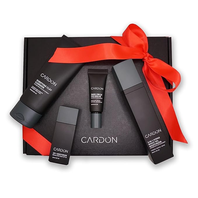 Limited Edition Men's Skincare Gift Set, Cardon Anti-Aging Korean Skincare Routine, Cactus-based, All Skin Types, Face Wash, Face Moisturizer with Sunscreen, SPF 30, Night Lotion, Eye Cream (4 CT)-VivaGrace Women