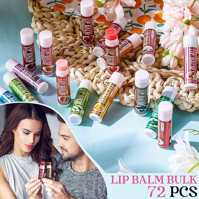 72 Pcs Lip Balm Bulk with Vitamin Assorted Flavored Lip Moisturizer Treatment Natural Ingredients Moisturizing Soothing Chapped Lips-VivaGrace Women