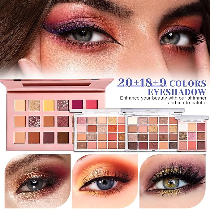 All in One Makeup Kit, Make Up Gift Set for Women, Makeup Kit for Women Full Kit, Includes Foundation Face Primer Eyeshadow Concealer Liquid Blush Lipgloss Eyeliner Mascara Cosmetic Brushes Set-VivaGrace Women