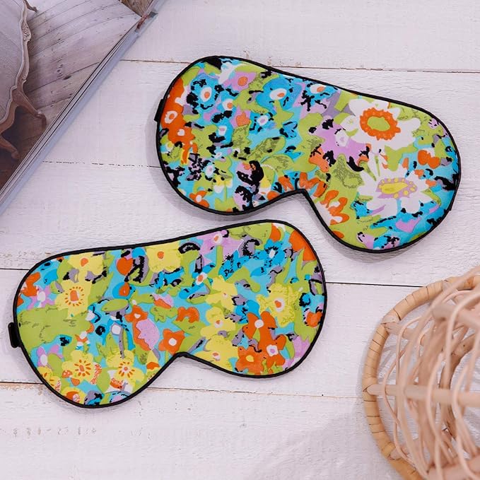 100% Pure Silk Eye Mask Sleep Eye Mask Eye Cover Eyeshade Sleeping Eye Mask Printed Colors (#17)-VivaGrace Women