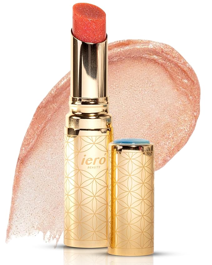 ieró Beauty Moonkissed Luminous PH Tinted Lip Balm w/Shea Butter & Vitamin E, Lip Care Moisturizer, Lip Plumper for Soft & Supple Lips, Paraben Free, Vegan, Sheer Rose w/Golden-Pink Shimmer-VivaGrace Women
