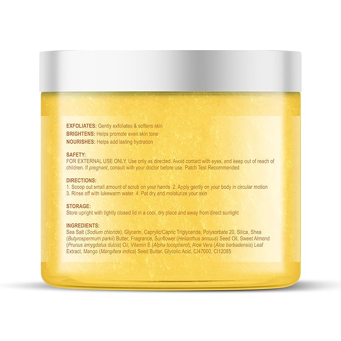 Botanic Hearth Mango Swirl Body Scrub - 8.8 fl oz - Exfoliating & Moisturizing Scrub for Smooth, Radiant Skin - Infused with African Shea & Glycolic Acid | 3 in 1 Scrub-VivaGrace Women