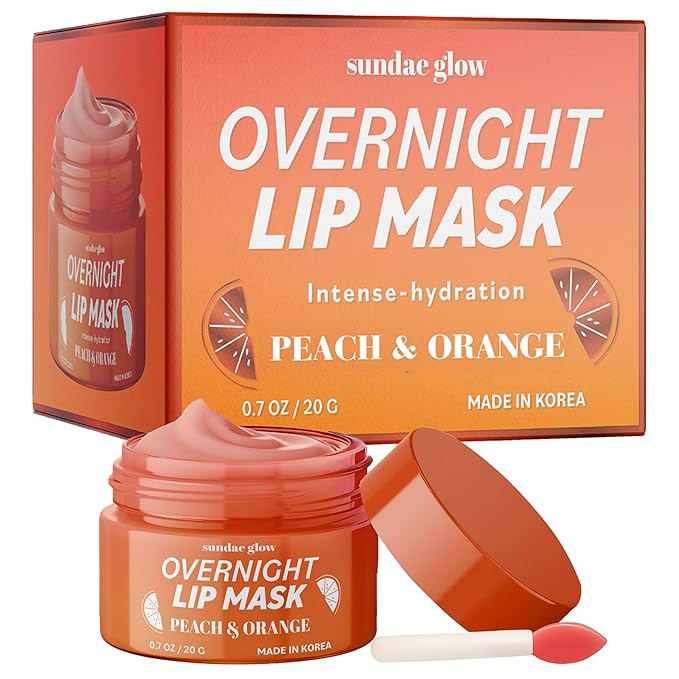Peach & Orange Lip Mask - Dermatologist Tested, Anti-Aging, Korean Skin Care, Deep Hydration, Overnight Lip Repair - Vegan, Clean Beauty, 95% Natural, Cruelty-Free - 1 Pack-VivaGrace Women