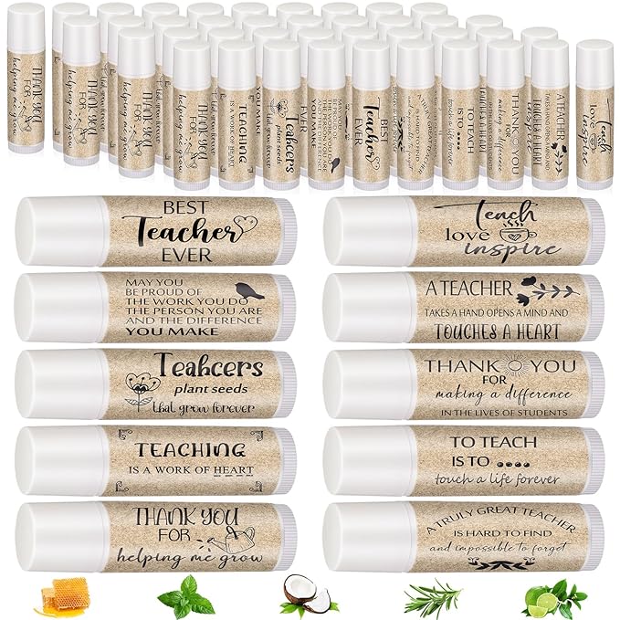 30 Pcs Back to School Teacher Gifts Bulk Lip Balm Favors Thank You Gifts for Teachers with Inspirational Quote Gifts Lip Balm Christmas Thanksgiving Gifts for Teachers Welcome Back to School-VivaGrace Women