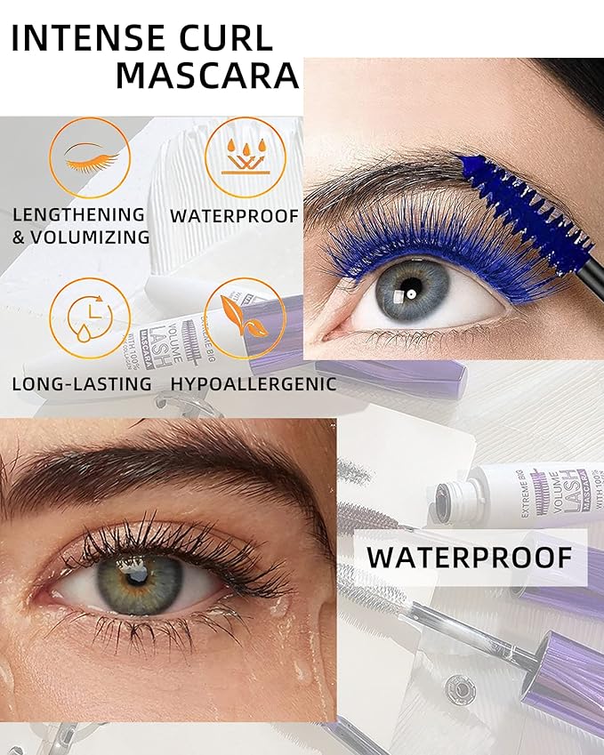 5D Green Mascara for Eyelashes-1Pcs Longlasting Waterproof Smudgeproof Colored Mascara Volume and Length,Curling Eye Lash rimel de pestañas,St Patrick’s Day Makeup Gift for Women Girl
