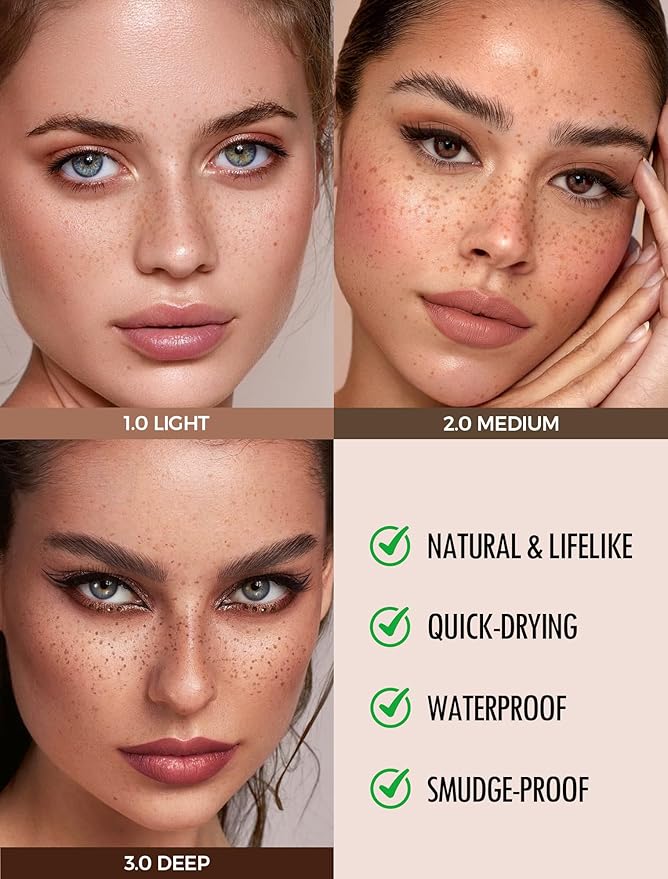 Faux Freckle Pen, Fake Freckle Stamp, Long Lasting, Waterproof, Smudge-proof, Transfer-proof, Natural Sun-kissed Makeup, Suitable for All Skin Types, Vegan & Cruelty-Free (02#Medium, 1.5g)-VivaGrace Women