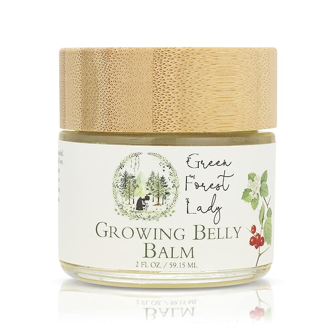 Green Forest Lady-Organic Growing Belly Balm to Support Skin as it Stretches in Pregnancy | Improves Elasticity | Moisturizes Skin | Soothes Itching | 2 FL. OZ./59.15 ML.-VivaGrace Women