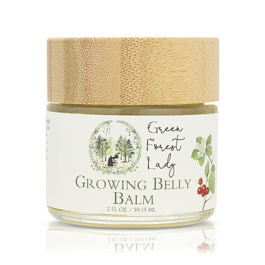 Green Forest Lady-Organic Growing Belly Balm to Support Skin as it Stretches in Pregnancy | Improves Elasticity | Moisturizes Skin | Soothes Itching | 2 FL. OZ./59.15 ML.-VivaGrace Women