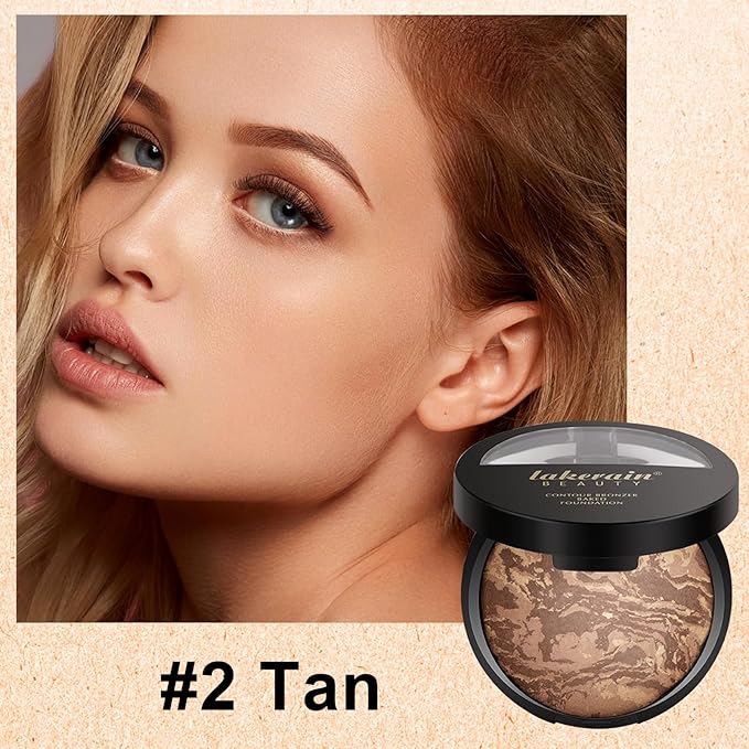 Baked Powder Foundation Makeup, Brighten Color Correcting Foundation Make up, Foundation for Mature Skin, Face Powder for Women, Full Coverage, Natural Finish & Easy to Use #02-VivaGrace Women