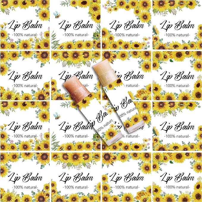 CRASPIRE 80Pcs 8 Styles Lip Balm Sticker Sunflower Self-Adhesive Homemade Lip Balm Labels Vintage Square DIY Plant Label Stickers for Lip Balm Containers Cosmetics Lipsticks-VivaGrace Women