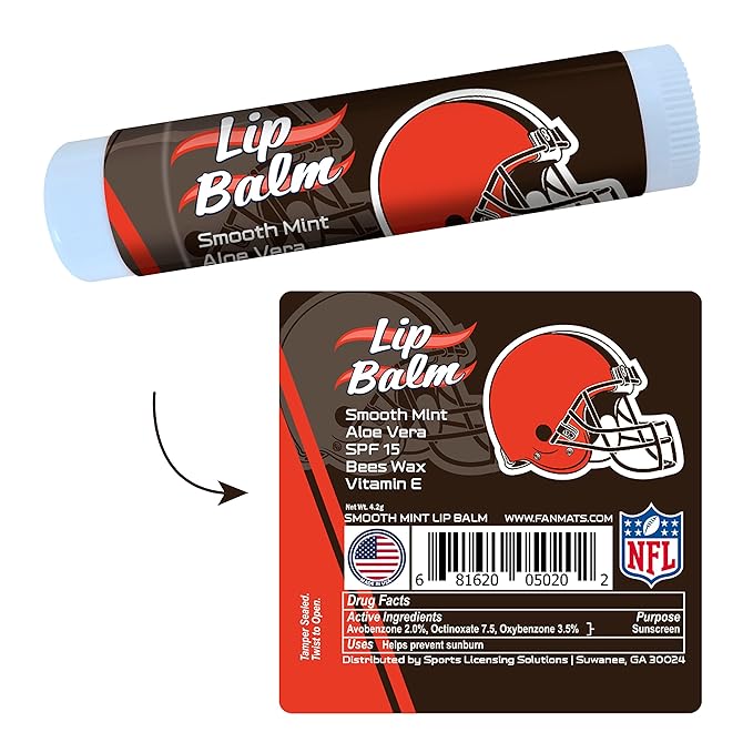 FANMATS 34638 Cleveland Browns Smooth Mint SPF 15 Lip Balm-VivaGrace Women