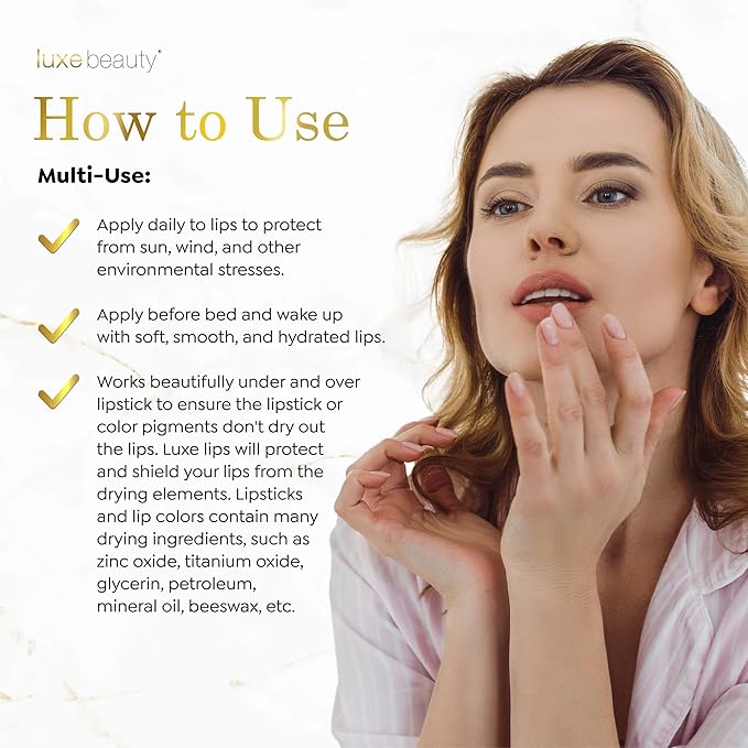 Luxe Beauty No-Beeswax & Petroleum Organic Lip Moisturizer – Vegan Lip Balm for Men & Women – For Sun/Wind Damage, Dryness & Chapping – 4-Pack Hydrating Lip Care Products That Work Over/Under Lipstick-VivaGrace Women