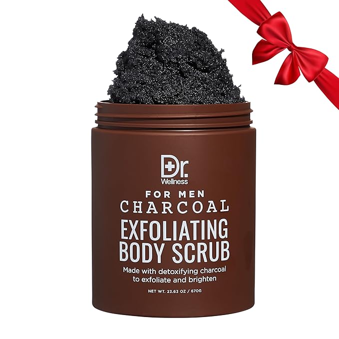 Dr. Wellness Body Scrub for Men- Ultimate Exfoliating Scrub Infused with Charcoal, Men’s Body Wash in Jar with Twist Top, 23 oz, For All Skin Types-VivaGrace Women