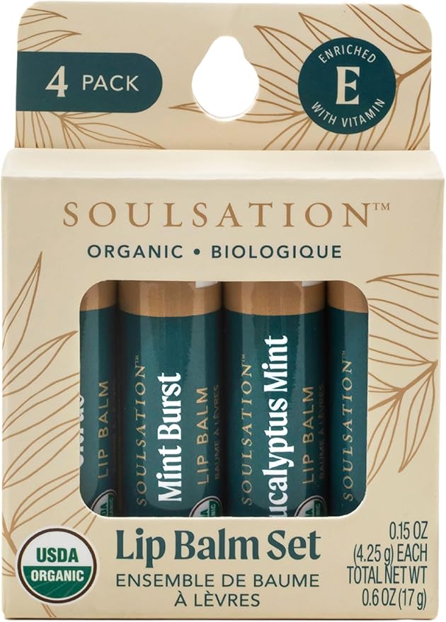Organic Lip Balm Set, 4 Flavors - Moisturizing for Cracked & Dry Lips-VivaGrace Women
