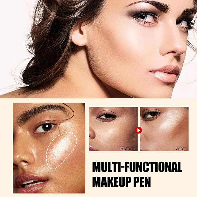 Contour Beauty Wand, Liquid Face Concealer Contouring Highlighter Blusher Stick with Cushion Applicator, Long Lasting Smooth Natural Matte Finish, Lightweight Blendable Super Silky Cream Contour Stick (03# Blush Peach)-VivaGrace Women