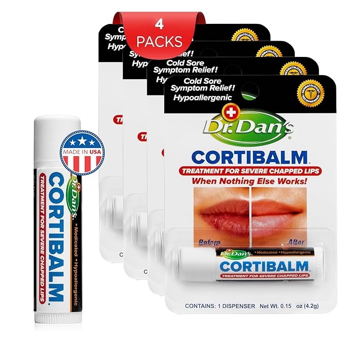 Dr. Dan's Cortibalm- 4 Pack - for Dry Cracked Lips - Healing Lip Balm for Severely Chapped Lips - Designed for Men, Women and Children-VivaGrace Women
