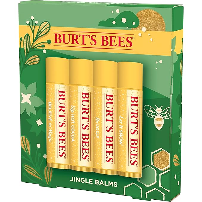 Burt's Bees Christmas Gifts, 4 Lip Balm Stocking Stuffers Products, Jingle Balms Set - Classic Beeswax Moisturizing Lip Balm-VivaGrace Women