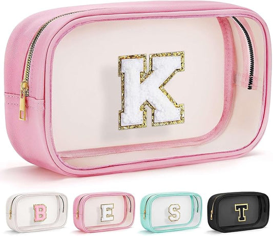 YOOLIFE Birthday Gifts Clear Makeup Bag Cosmetic Bag Pink Preppy Stuff Travel Accessories Makeup Pouch Birthday Gift for 4 5 6 7 8 9 10 11 12 Year Old Girls Graduation Teacher Gift K-VivaGrace Women