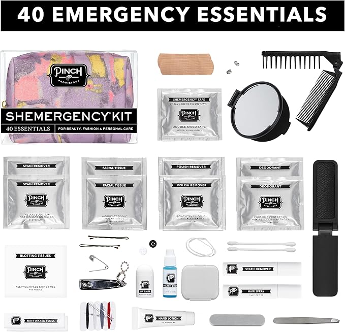 Pinch Provisions Shemergency Kit for Her, 40 Emergency Essential Items, Compact, Multi-Functional Pouch, Gift for Women, Birthday, Bachelorette Parties, and More!-VivaGrace Women