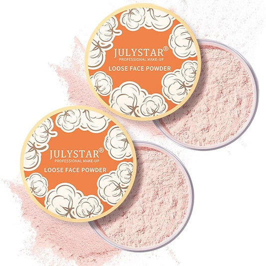 2PCS Pink Setting Powder Loose Face Powder Matte Soft Smooth Oil Control Long Lasting Loose Setting Powder Makeup for Natural Flawless（02# Pink Complexion）-VivaGrace Women