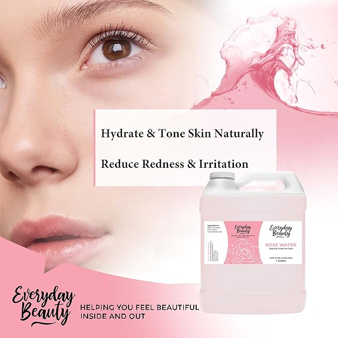 Rose Water Facial Toner Bulk - 1 Gallon Alcohol-Free Vegan All Natural Refreshing for Face and Hair - Uplifts, Calming & Soothing for All Skin Types-VivaGrace Women