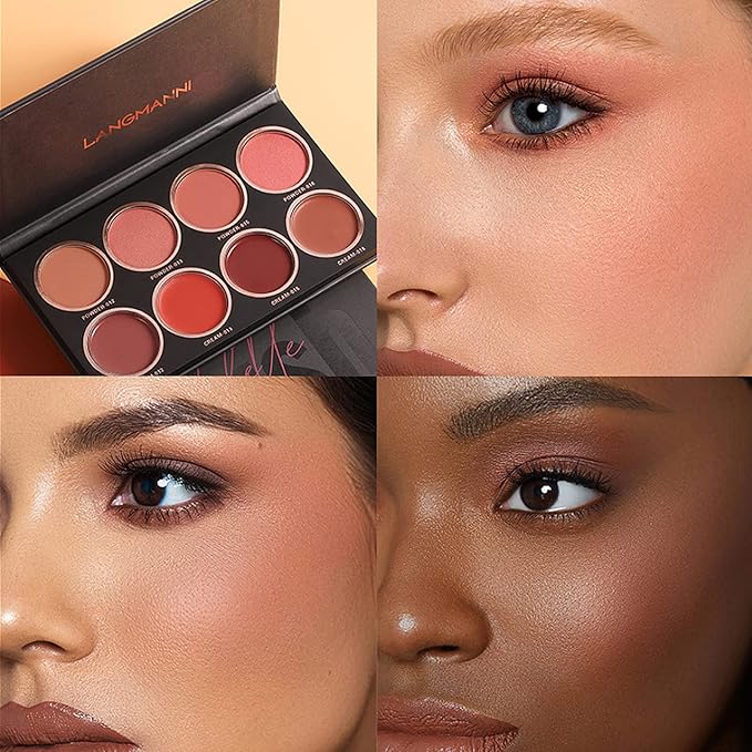 8 Colors Blush Palette, Matte Light Luxury Blush Powder Bright Shimmer Face Blush, Contour and Highlight Blush Palette, Professional Facial Beauty Cosmetic Makeup Blush-VivaGrace Women