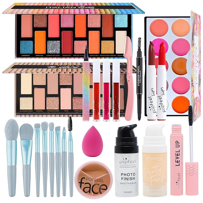Makeup Kit for Women Full Kit, All-in-one Makeup Gift Set, Include Makeup Brush Set, Eyeshadow Palette, Lip Gloss Set, Lipstick, Foundation, Concealer, Mascara, Eyebrow Pencil-VivaGrace Women