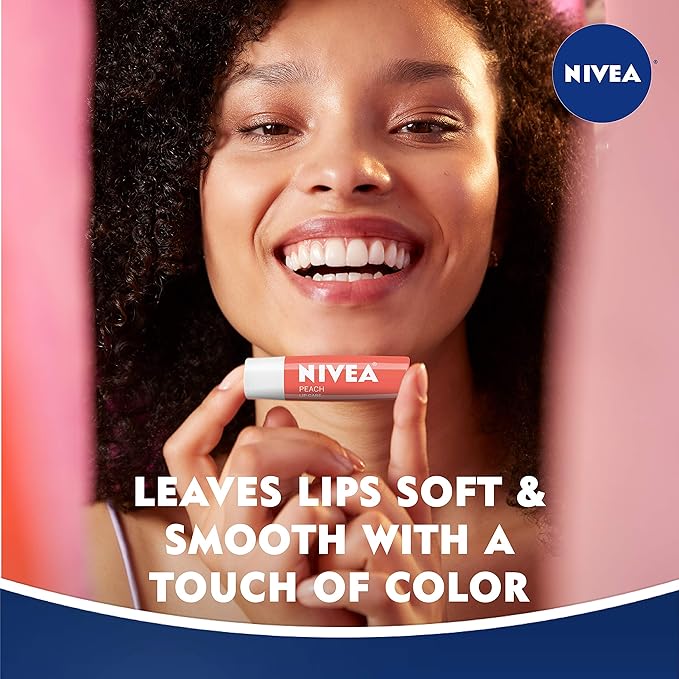 NIVEA Peach Lip Care - Tinted Lip Balm for Beautiful, Soft Lips - Pack of 4-VivaGrace Women