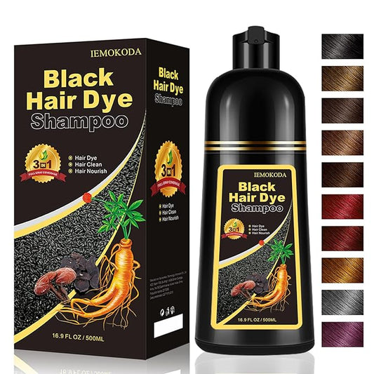 Instant Black Hair Dye Shampoo 3- in-1, 100 Percent Gray Coverage, Magic in 15 Minutes for All Types, Natural Women & Men, Color Depositing Conditioner, Easy to Use-VivaGrace Women