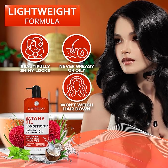 BELLISSO Batana Oil Conditioner for Women and Men - Sulfate Free, Volumizing Treatment for Thinning Hair - Thickening, Volume Boost - 16 Fl Oz-VivaGrace Women