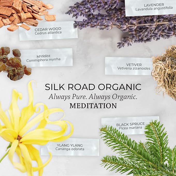 Silk Road Organic Meditation Essential Oil Empowering Blend Roll On,100% Pure USDA Certified Aromatherapy for Chakra Healing, Focus, Calming, Mindfulness & Spiritual Well-Being - 10ml Roller-VivaGrace Women