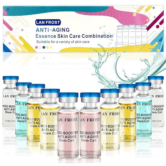 BB Facial Glow Kit Hyaluronic Acid Essence Skin Care Combination 0.17oz Hyaluronic Acid Ampoule and Essence Foundation 10 Vials Facial Serum Skin Therapy Kit-VivaGrace Women