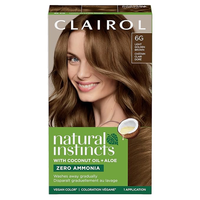 Clairol Natural Instincts Demi-Permanent Hair Dye, 6G Light Golden Brown Hair Color, Pack of 1-VivaGrace Women