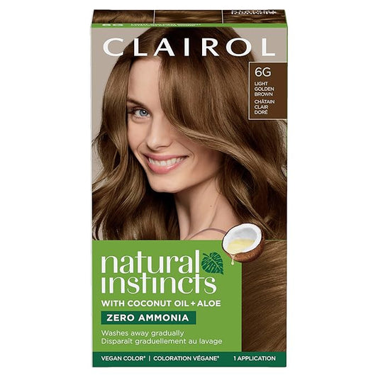 Clairol Natural Instincts Demi-Permanent Hair Dye, 6G Light Golden Brown Hair Color, Pack of 1-VivaGrace Women