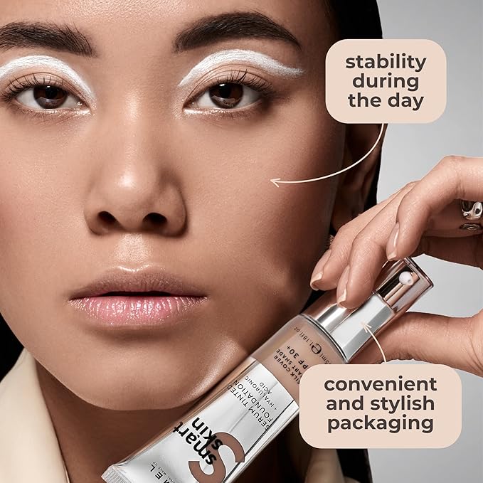 LAMEL Smartskin Serum Tinted Foundation - Hydrating & Nourishing - Hypoallergenic & Skin-Caring - Color Correcting - Anti-Aging Formula with Hyaluronic Acid - 403, 1.18 fl.oz-VivaGrace Women