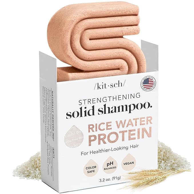 Kitsch Rice Water Shampoo Bar – Dry Hair Shampoo & Soap Bar for Hair Care & Hair Growth – Women and Mens Shampoo – Strengthens Damaged Hair – Vegan, Paraben, Silicone & Sulfate-Free – 3.2 oz