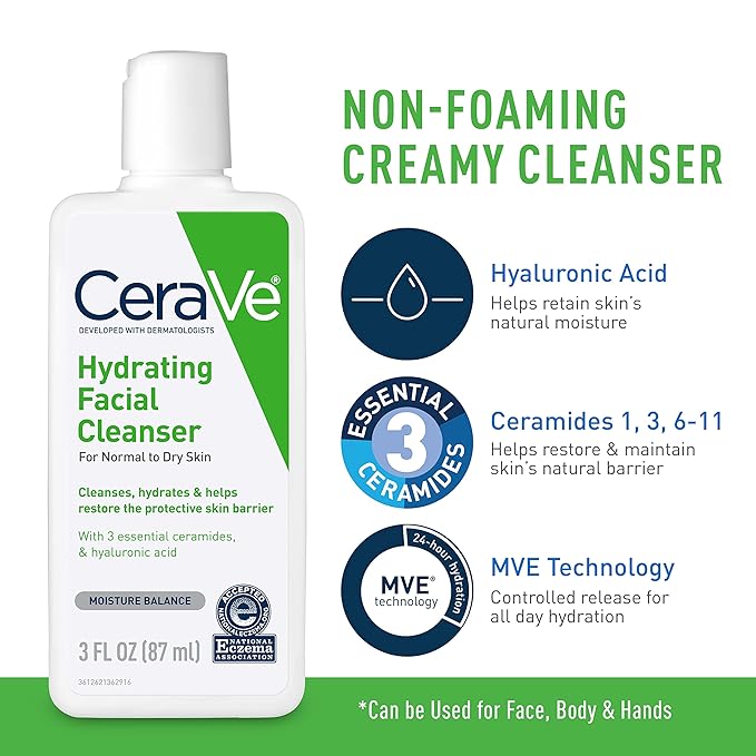 CeraVe AM Face Moisturizer with SPF, PM Face Moisturizer & Hydrating Face Wash Skin Care Routine for Morning & Night | Travel Size Toiletries | 3oz Lotion + 3oz Lotion + 3oz Cleanser-VivaGrace Women