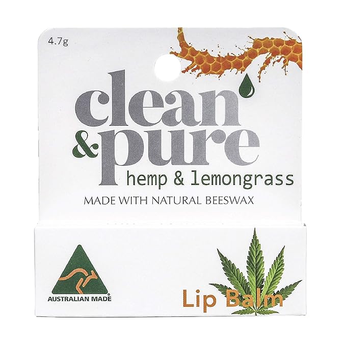 Lip Balm (Hemp & Lemongrass) 100% Natural Beeswax, Vitamin E Oil | Olive Oil Based Treatment for Dry, Chapped Lips | Made in Australia…-VivaGrace Women