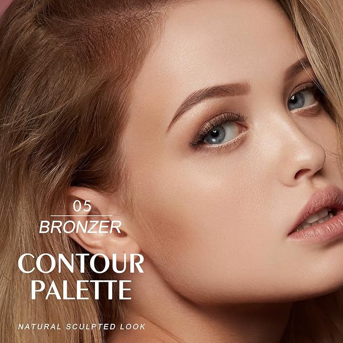 KYDA Face Sculpting Contour Palette, Natural Shimmer Smooth Contour Pressed Powder, Ultra-fine Lightweight, Easy to Blend, Multiuse Baked Contour Makeup-BRONZER-VivaGrace Women