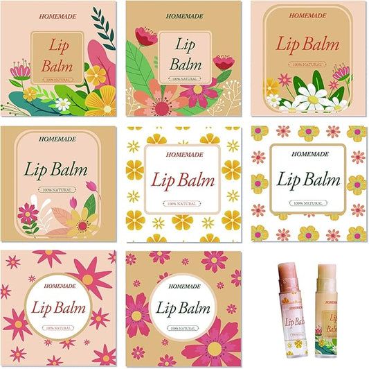 CRASPIRE Lip Balm Labels 80pcs Homemade Lip Balm Labels 2” Clear Lip Balm Labels for Tubes Printable Waterproof Lip Balm Stickers Labels for Lip Balm Handcream Candle Container（Flowers-Orange Yellow）-VivaGrace Women
