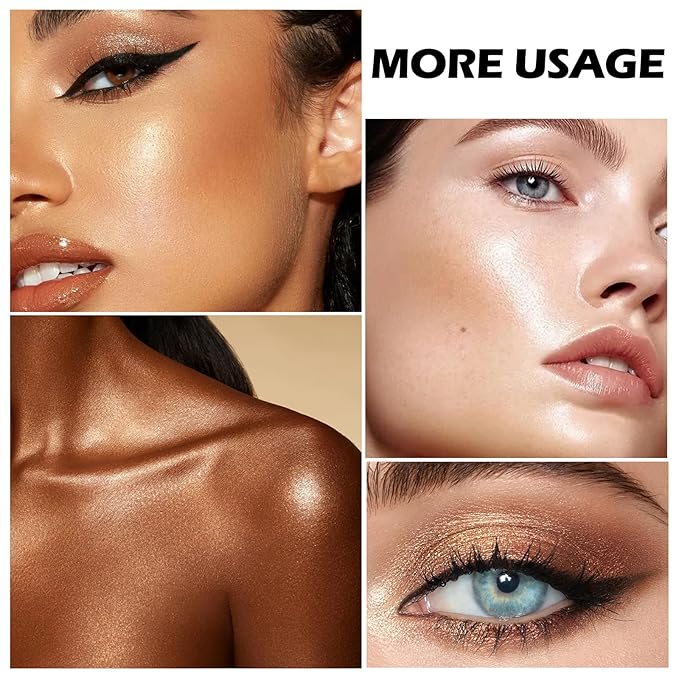 Boobeen Blush and Highlighter Palette- 4-color Metallic Shimmer Shadow Powder, Illuminator Makeup Set for Shading, Highlighting & Defining the Face-VivaGrace Women