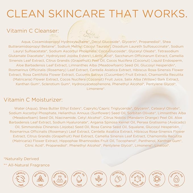 InstaNatural Vitamin C Cleanser and Moisturizer Kit, Brightens, Reduces the Look of Fine Lines and Uneven Texture, with Aloe Vera and Botanical Extracts-VivaGrace Women