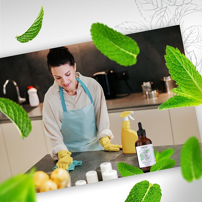 HBNO California Bottled Peppermint Essential Oil 4 fl oz (120ml) - Premium Grade Natural Peppermint Oil for Hair, Skin & Scalp Care - Ideal for Masage, Diffusers & Aromatherapy - with Glass Dropper-VivaGrace Women