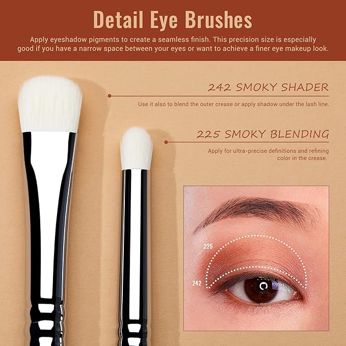 Jessup Eyeshadow Brush Set 7pcs Fluffy Eye Makeup Brushes for Eye Shadow Blending Shader Crease Concealer Black T334-VivaGrace Women