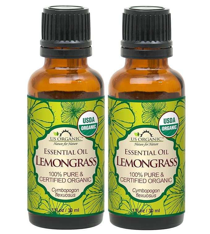 US Organic 100% Pure Lemongrass Essential Oil, USDA Certified Organic, Extracted by Steam Distillation Method, for Hair, Nail Polish Remover, Bees Attraction, and More. 30 ml, Value 2 Pack-VivaGrace Women