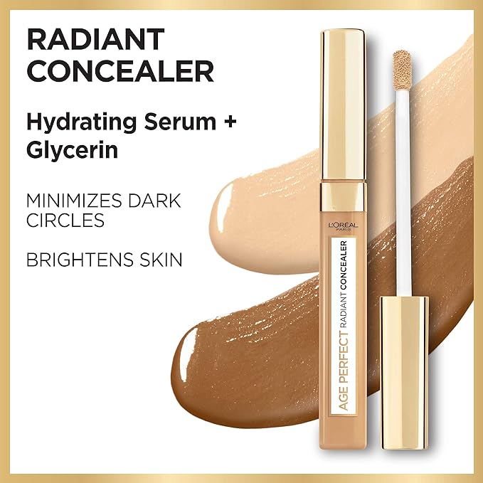 L’Oréal Paris Age Perfect Radiant Concealer with Hydrating Serum and Glycerin, Nude Beige-VivaGrace Women