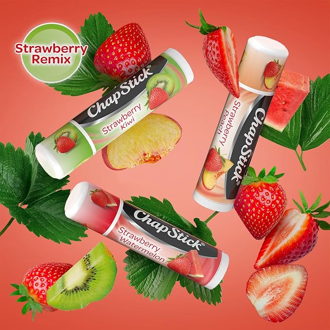 ChapStick Strawberry Lip Balm Bundle – Strawberry Remix 3-Pack + Original Strawberry 2-Pack, Lip Moisturizer, 0.15 Oz Ea (5 Piece Set)-VivaGrace Women