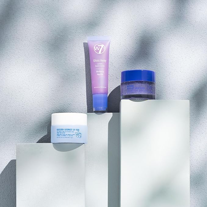 W7 Sweet Dreams Lip Care Trio - 3 Piece Set - Overnight Lip Mask, Lip Balm & Lip Scrub - Blueberry-VivaGrace Women