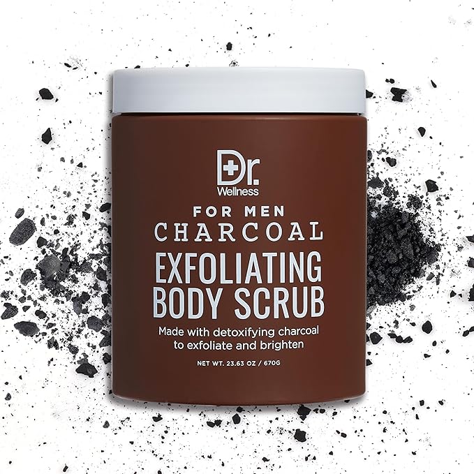 Dr. Wellness Body Scrub for Men- Ultimate Exfoliating Scrub Infused with Charcoal, Men’s Body Wash in Jar with Twist Top, 23 oz, For All Skin Types-VivaGrace Women