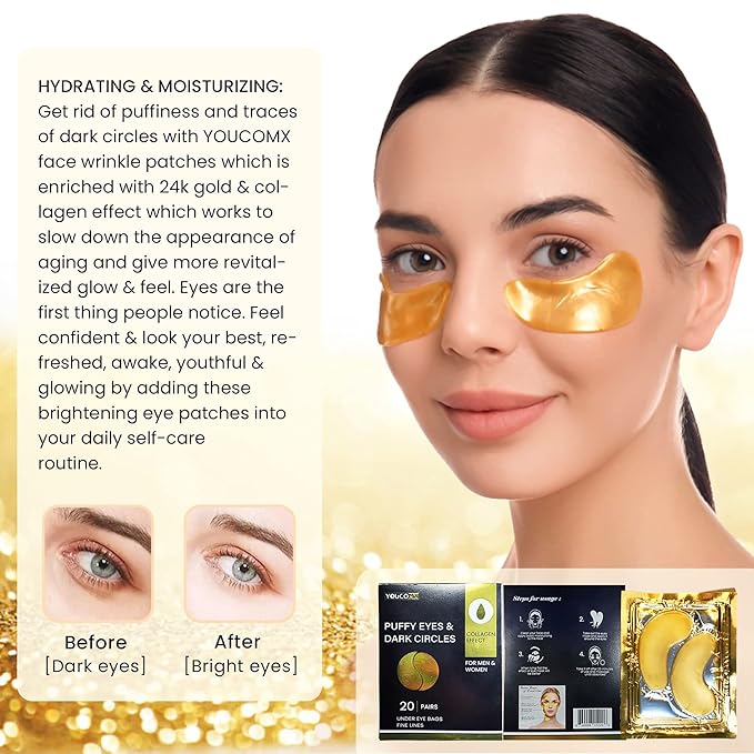 Eye Mask Under Eye Patches for Puffy Eyes & Dark Circles 20 Pairs Eye Gels Pads Reduce Wrinkles Treatments - Eye Bags Refresh Your Skin-VivaGrace Women